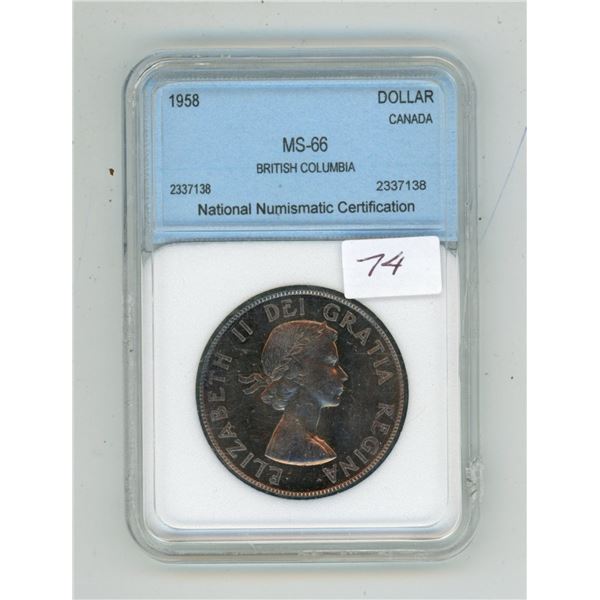1958 Graded MS-66 Silver Dollar.