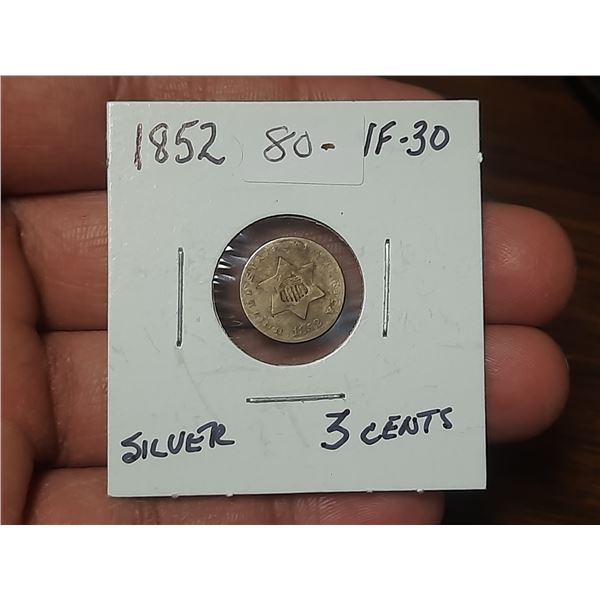 1852 Silver 3 Cents.