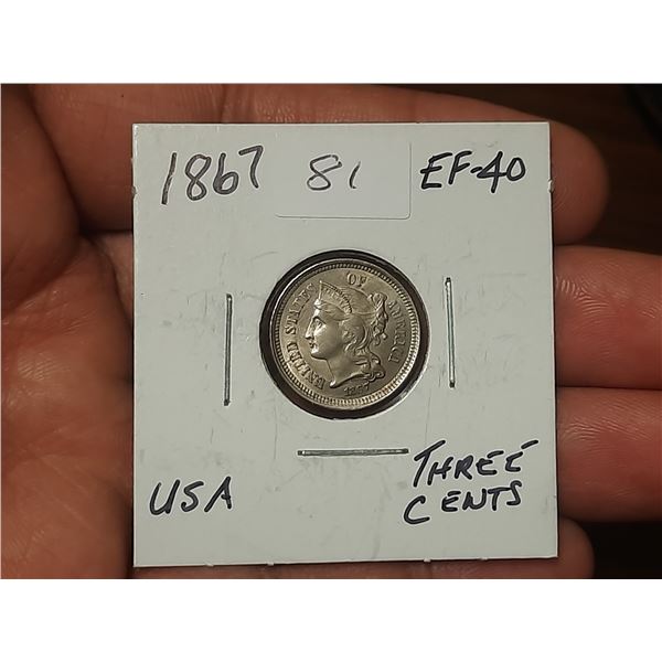 1867 U.S.A. 3 Cents.