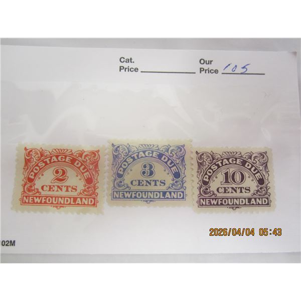 105. Newfoundland Postage Due 2,5,10 Cent Stamps MH OG Never Used