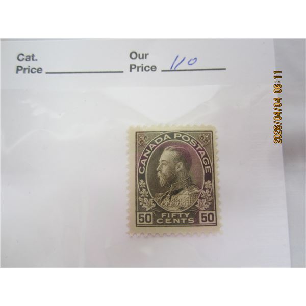 110. Canadian 50 Cent King George 5th Admiral Stamp MLH OG Never Used