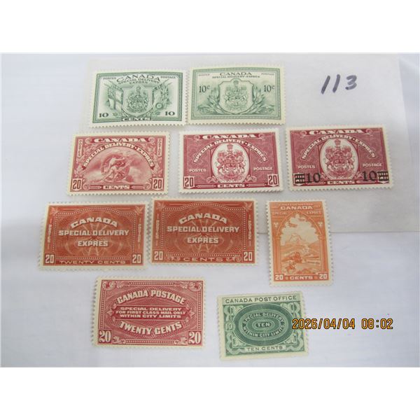 113. Complete Set of Canadian Special Delivery Stamps MH OG Never Used