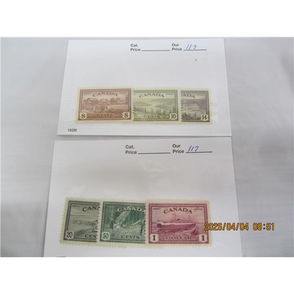 117. 6 Canadian Stamps 8 Cents to a Dollar Peace Issue MLH OG Never Used