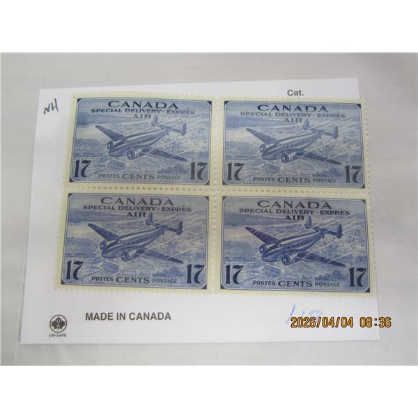 118. Block of 4 Canadian Special Delivery 17 Cents MNH OG Never Used