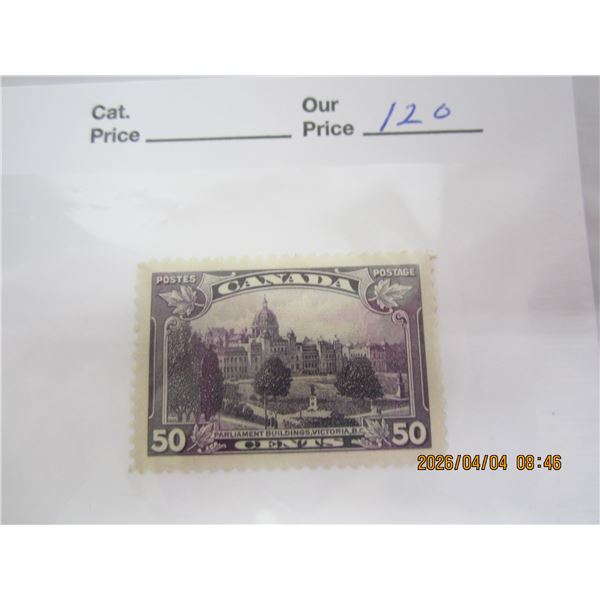 120. Canadian 50 Cent Parliament Building Victoria Stamp MNH OG Never Used