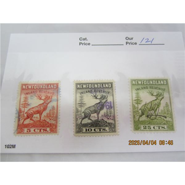 121. 3 Newfoundland Inland Revenue Used 5,10, 25 Cents