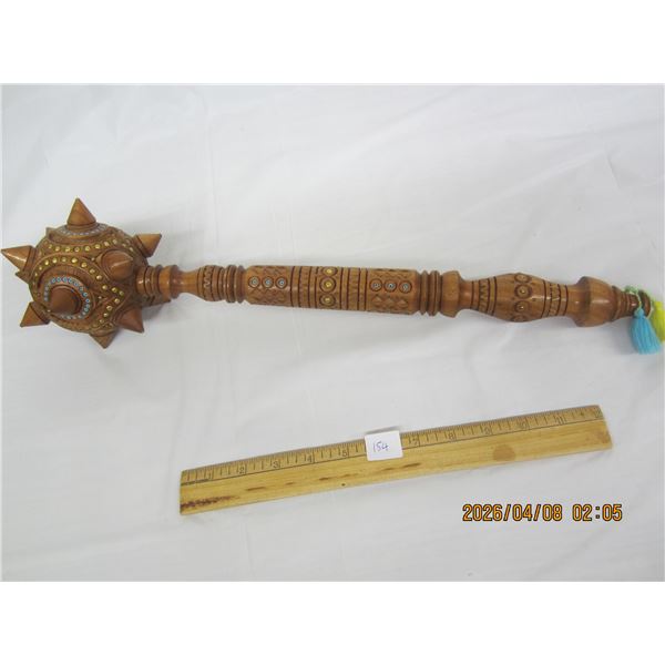 154. Large Wooden Mace Club in Good Condition 19 Inches Long