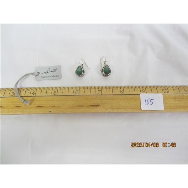 165. Pair of Sterling 925 Silver Earrings with Green Stones