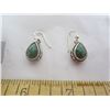 Image 2 : 165. Pair of Sterling 925 Silver Earrings with Green Stones