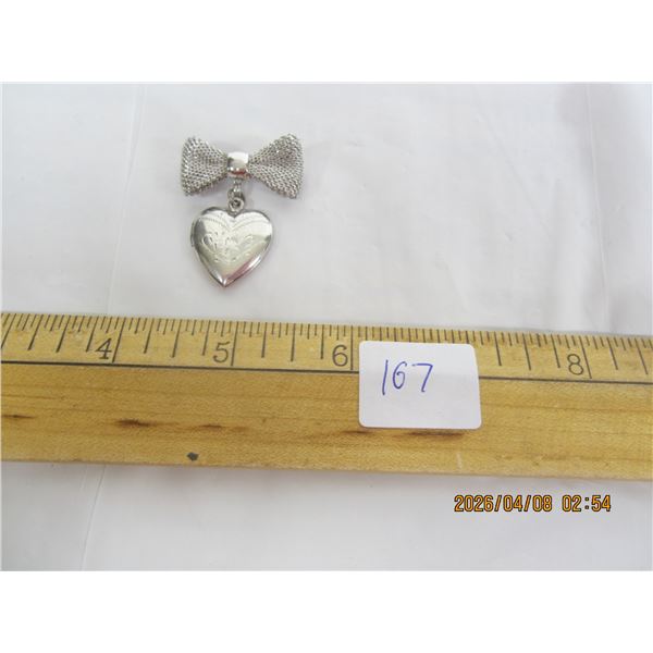167. Sterling 925 Silver Broach with Heart Locket