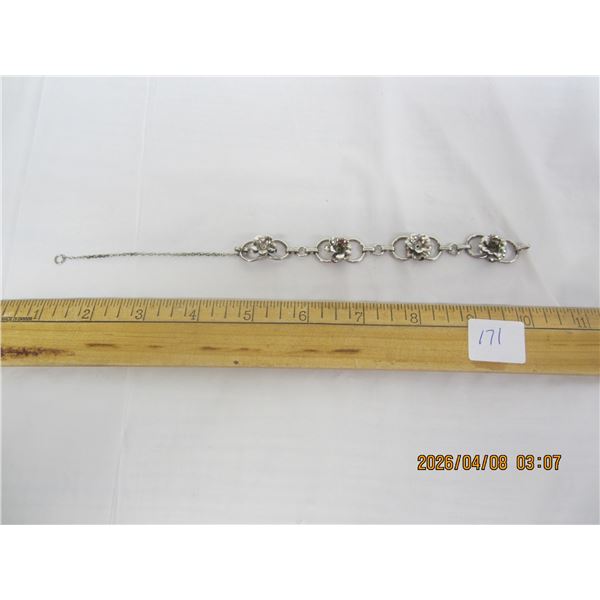 171. Sterling 925 Silver Flower Bracelet