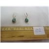 Image 1 : 172. Pair of Sterling 925 Silver Earrings with Green Stones
