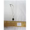 Image 1 : 173. Sterling 925 Silver Chain and Pendant with a Black Stone
