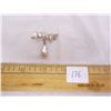 Image 1 : 176. Sterling 925 Silver Broach with a Tear Drop Pearl Hanging from It