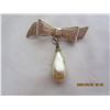 Image 2 : 176. Sterling 925 Silver Broach with a Tear Drop Pearl Hanging from It