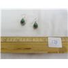 Image 1 : 178. Pair of Sterling 925 Silver Earrings with Green Stones