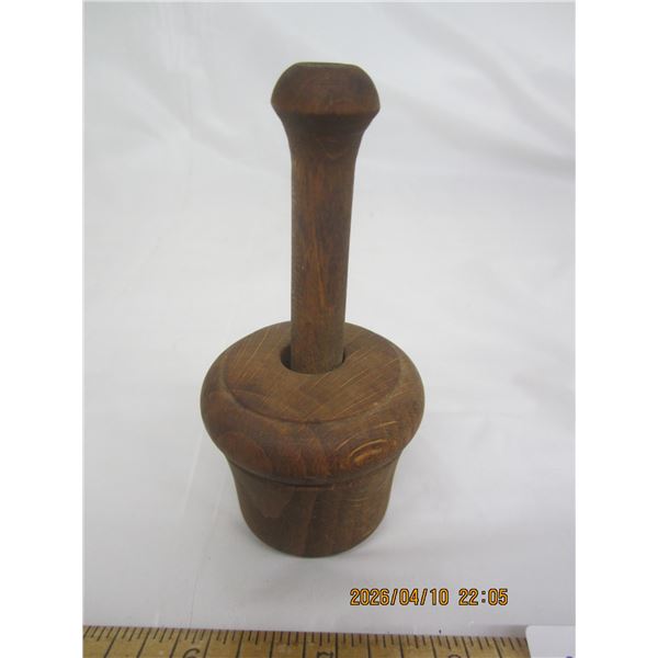 202. Salesman Sample Round Wooden Butter Press
