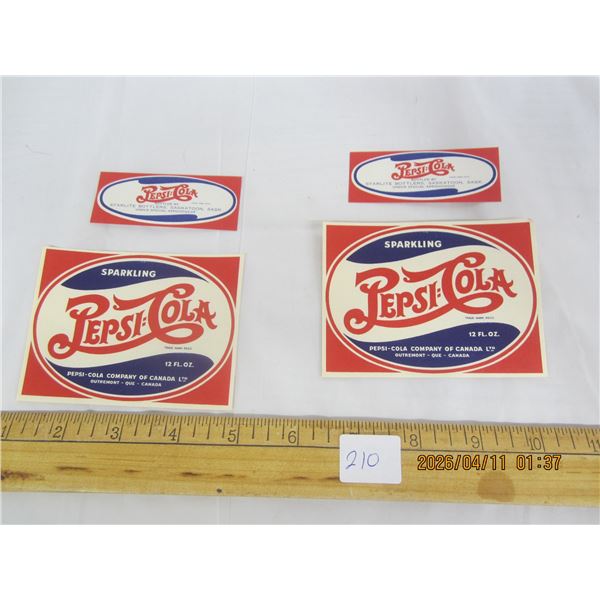 210. Lot of 2 Double Dot Pepsi Upper and Lower Paper Labels