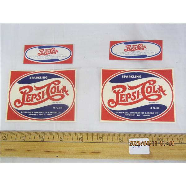 211. Lot f 2 Double Dot Pepsi Labels Upper and Lower Paper Labels