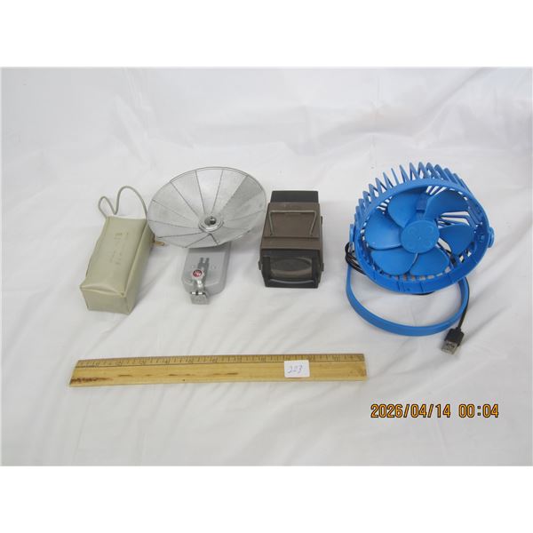 223. Lot of Vintage Camera Equipment and USB Fan