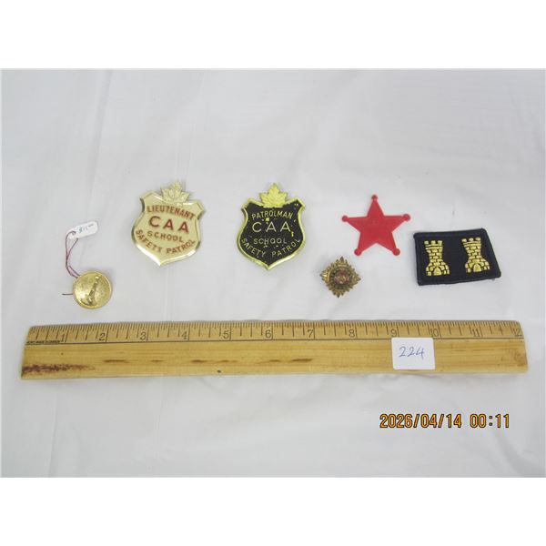 224. Lot of Vintage Badges and Pins CAA Safety Patrol, Pips, Fire Fighter Ect.