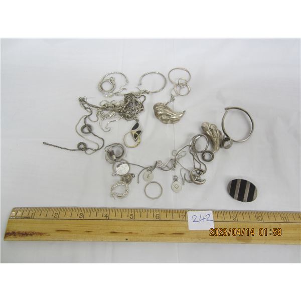 242. Scrap Sterling Silver Jewelry Lot 44 Grams of Silver