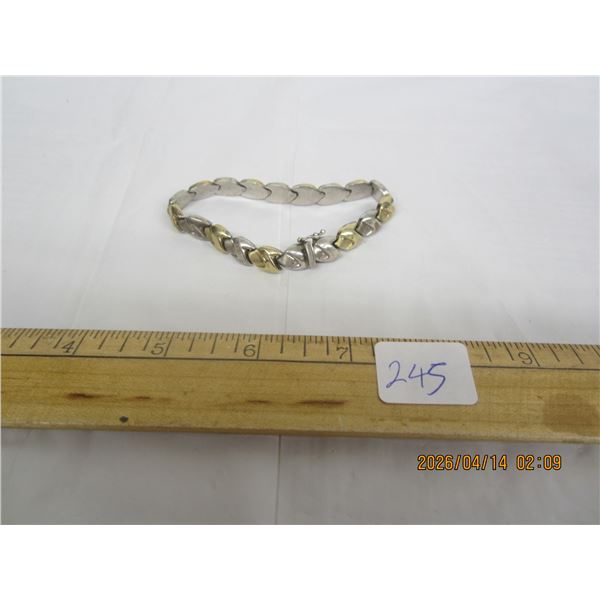 245. Sterling Silver 925 Bracelet with Gold Wash Accents
