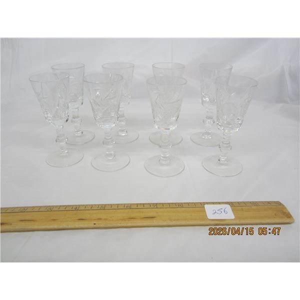 256. Lot of 8 Vintage Crystal Liqueur Glasses Good Shape