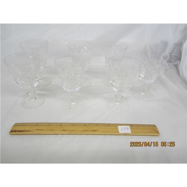 258. Lot of 7 Crystal Wine Glasses in Good Shape