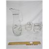 Image 1 : 261.Antique Wine Pitcher with 4 Glasses Decorated with Silver Good Condition