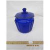 Image 1 : 264. Cobalt Blue Depression Gass Mayfair Pattern Cookie Jar with Lid