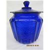 Image 2 : 264. Cobalt Blue Depression Gass Mayfair Pattern Cookie Jar with Lid