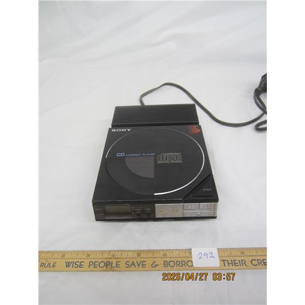 292. Very Rare Sony D-50 1st Generation Portable CD Player with Charging Dock that Attaches to a Ful