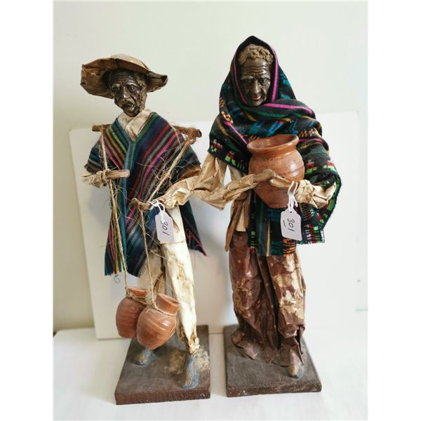 2 Vintage Paper Mache Dolls Mexican Folk Art 19.5 tall