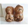 Image 1 : 2 Vintage Carved Coconut Monkey Sculptures 9"tall