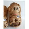 Image 3 : 2 Vintage Carved Coconut Monkey Sculptures 9"tall