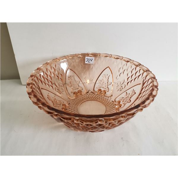 Vintage Amber Glass Footed Serving Bowl 10"