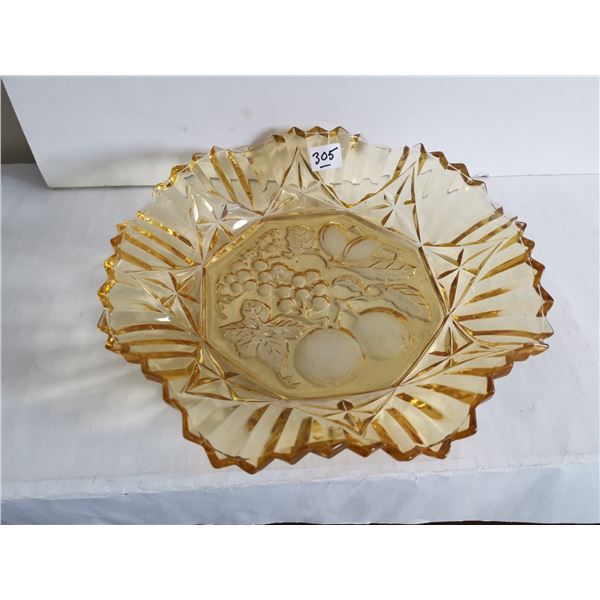 Vintage Yellow Amber Fruit Bowl 11"