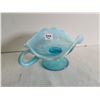 Image 1 : A Dugan Glass Blue Opalescent Nappy Dish 7" long