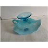 Image 6 : A Dugan Glass Blue Opalescent Nappy Dish 7" long