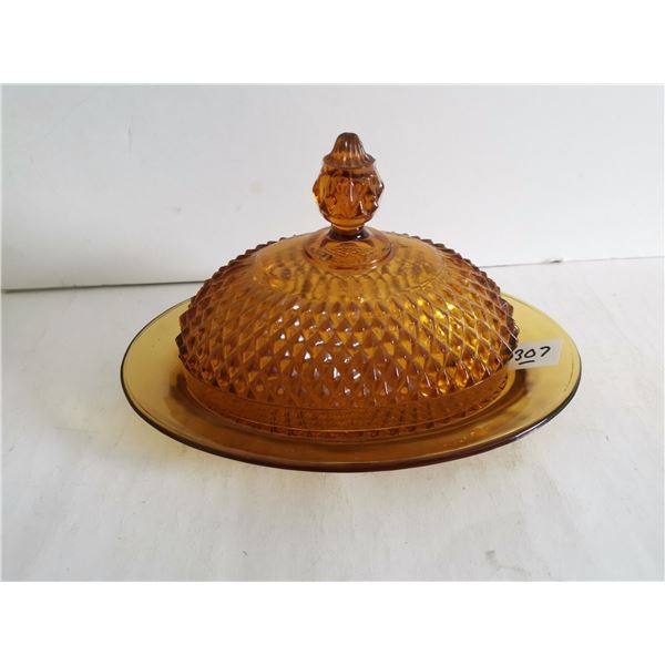 Vintage Indiana Amber Glass Dutter Dish 8.5 Long