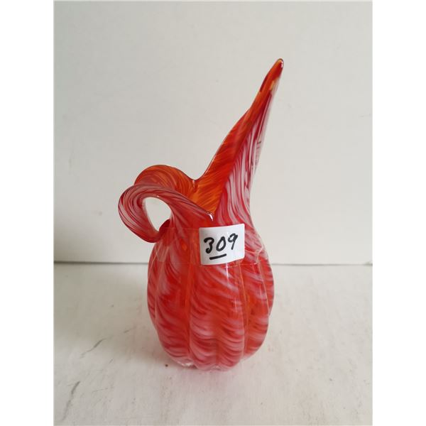 Vintage  Prinn's Hand Blown Glass Pitcher 7"