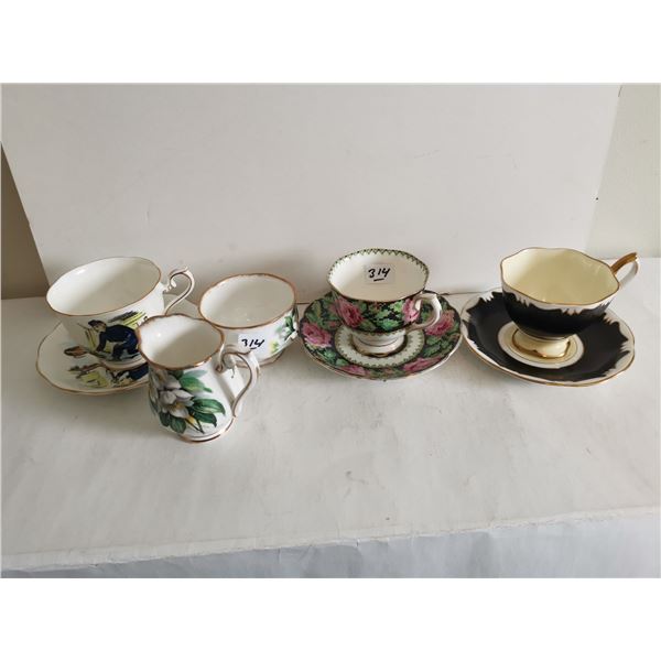 3 Royal Albert Cup and suacers and Cream Sugar Bowls Cracked Lid