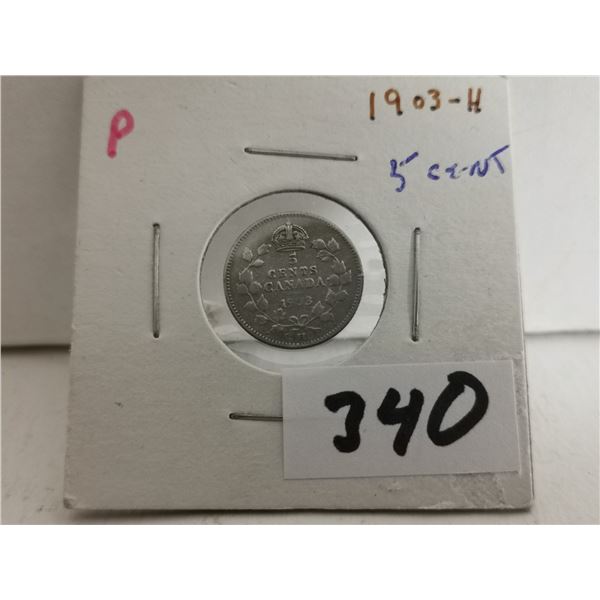 1903 - H Silver Canada 5 Cents