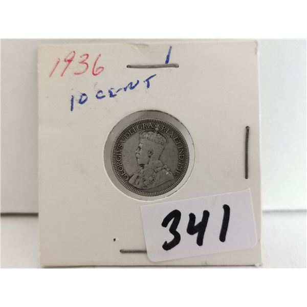 1936 Silver Canada 10 cents