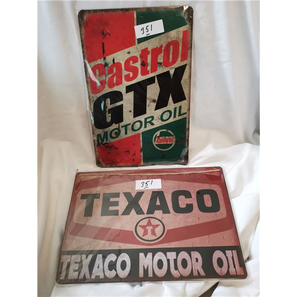 Castrol and Texaco Tin Signs 2"x8"