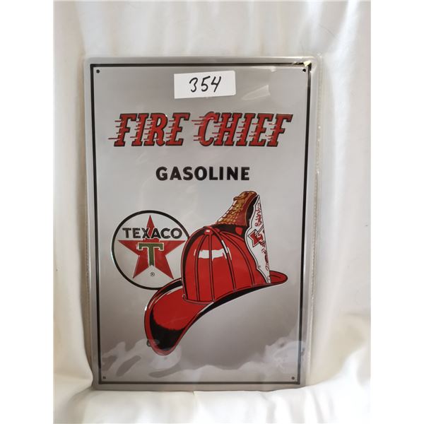 Texaco Fire Chief Tin Sign