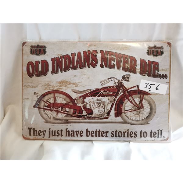 Indian Motorcycle Tin Sign 12"x8"