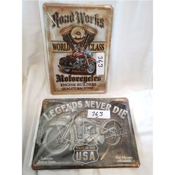 Two Motorcycle Signs, Smaller Sizes