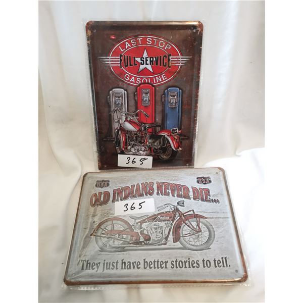 Indian Motorcycle + Gas Pump Tin Signs 12"x8"